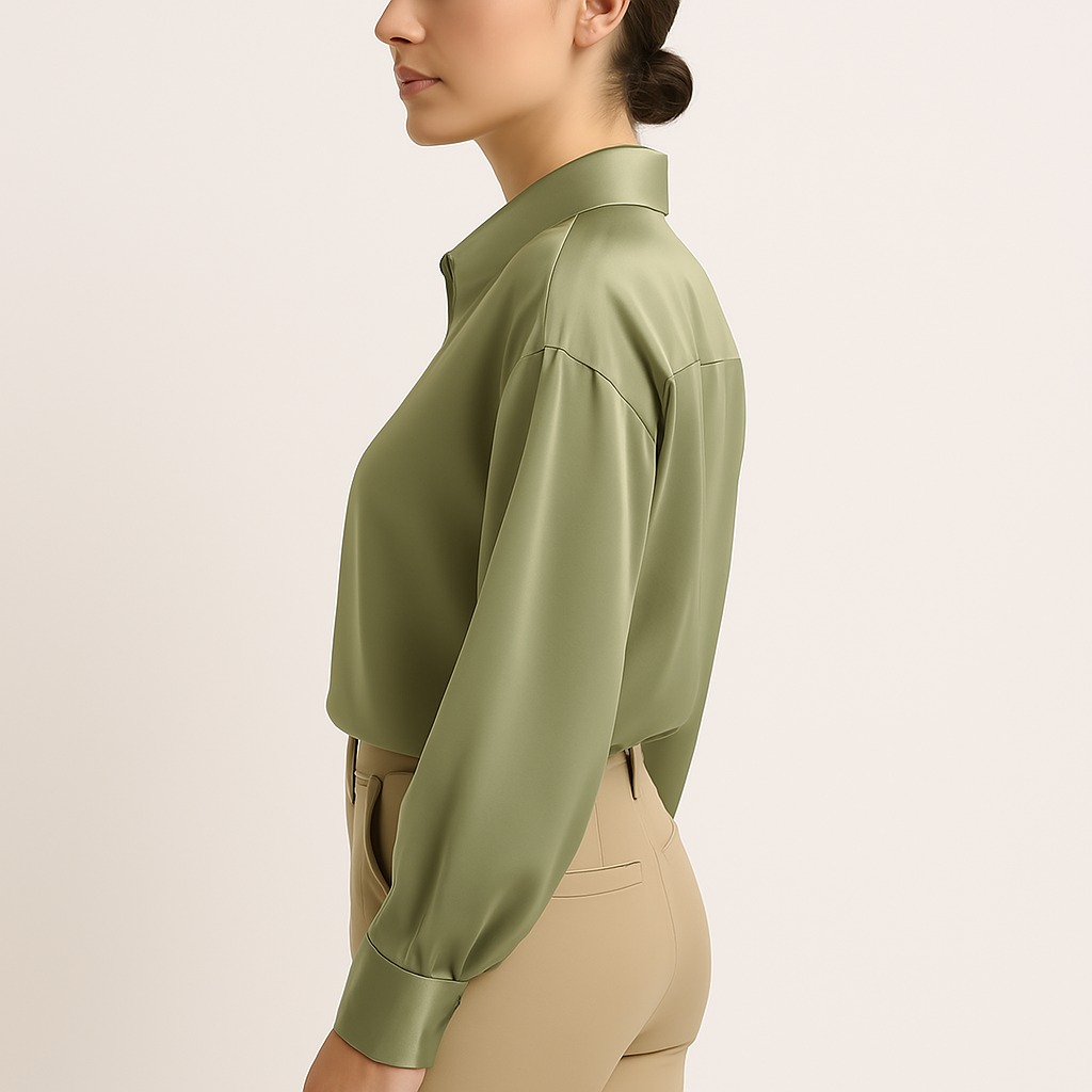 Blouse chemise élégante à boutons manches longues col français pour femmes