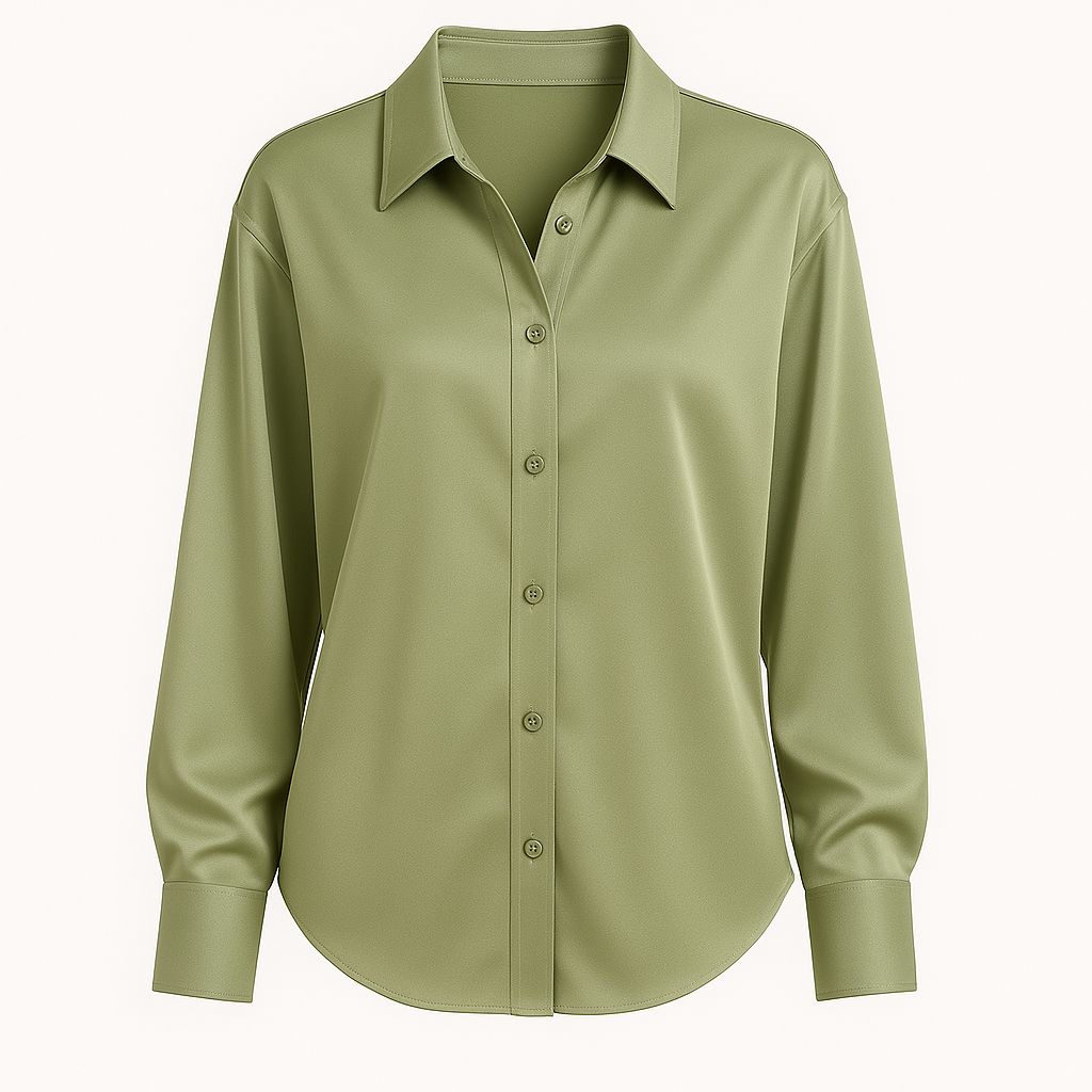 Blouse chemise élégante à boutons manches longues col français pour femmes