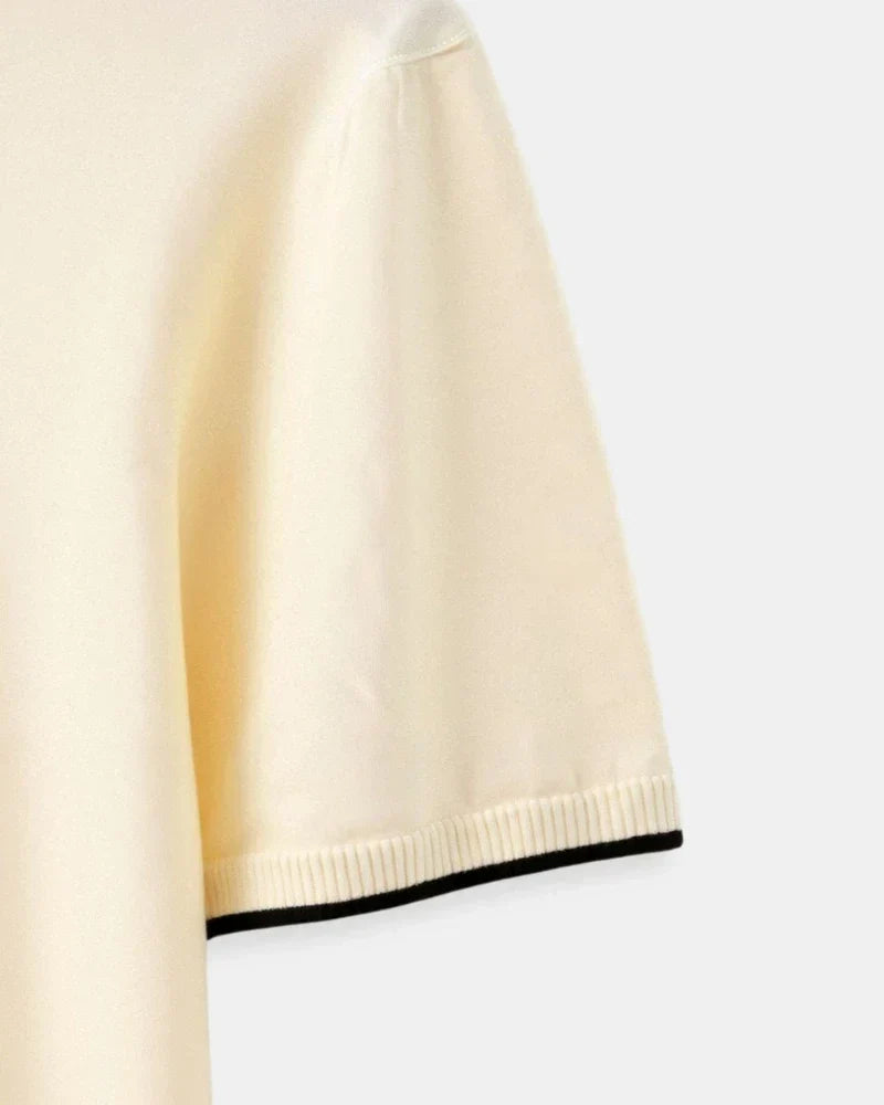 Polo su misura in tessuto piqué con dettagli a contrasto