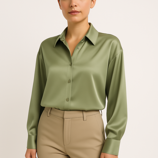 Blouse femme – Chemise élégante à boutons, manches longues, col français