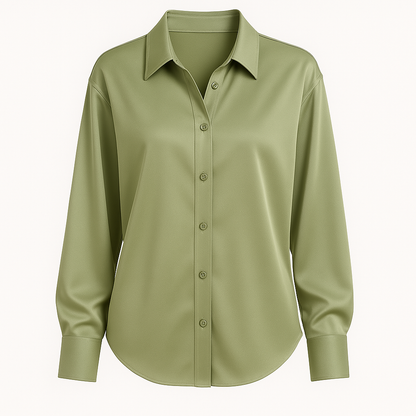 Blouse chemise élégante à boutons manches longues col français pour femmes
