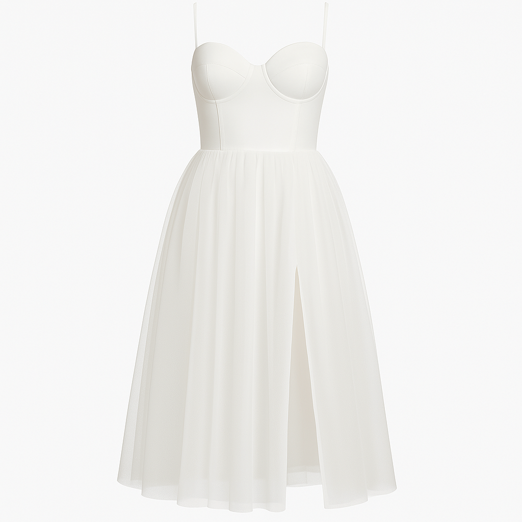 Robe bustier en tulle à fines bretelles pour femmes