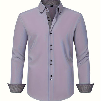 ALBERTO | CAMICIA ELEGANTE LEGGERA CON PARTICOLARI A CONTRASTO