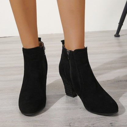 Bottes tendance suédé à bouche profonde pour femmes