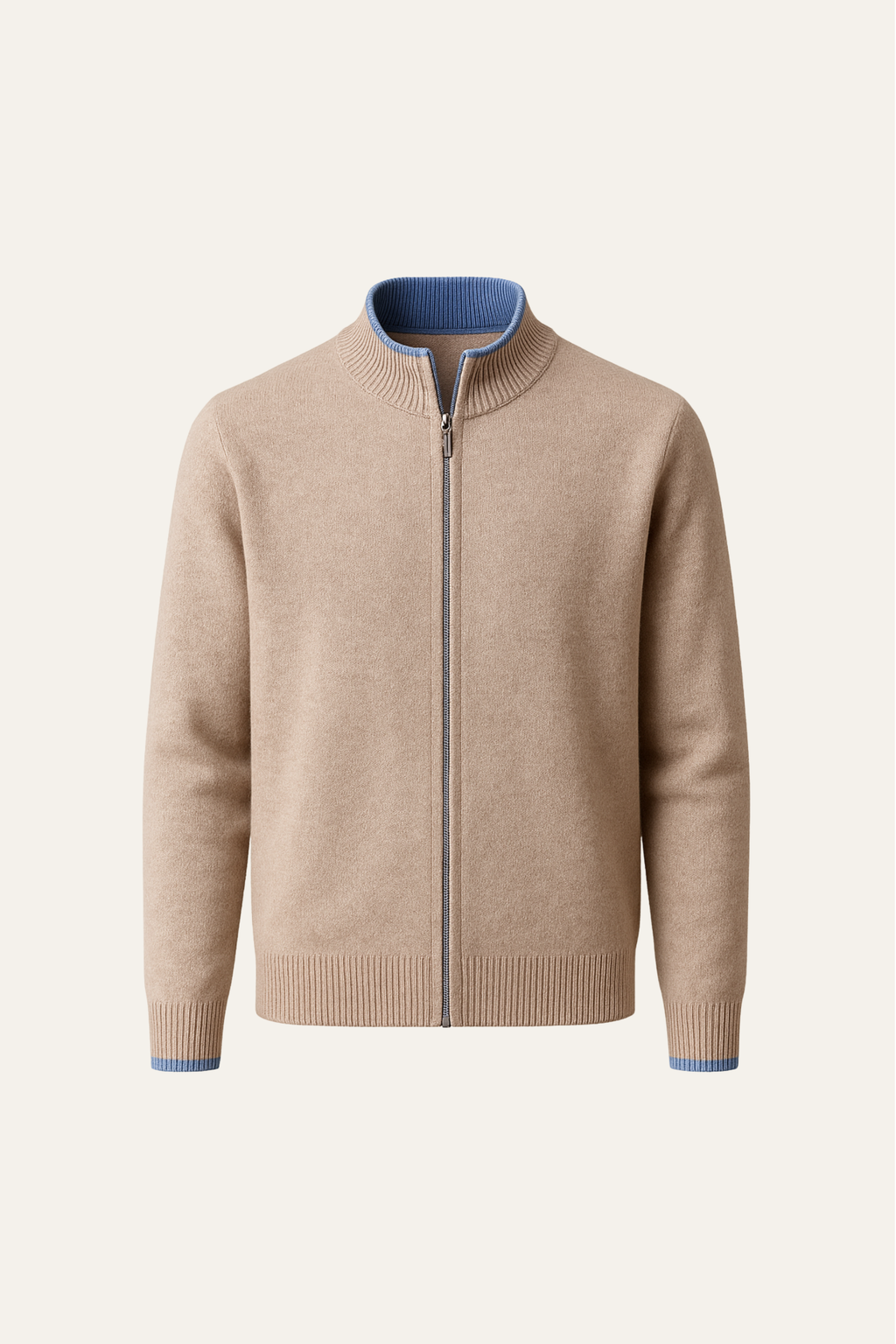 Cardigan zippé classique beige