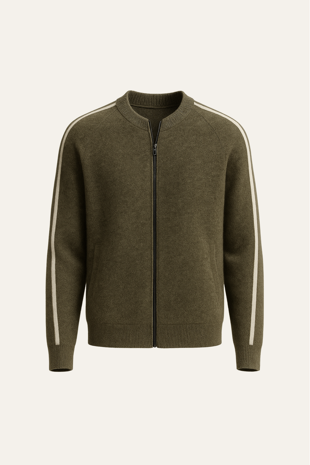 Emiral Cachemire Tricot Zippé Olive