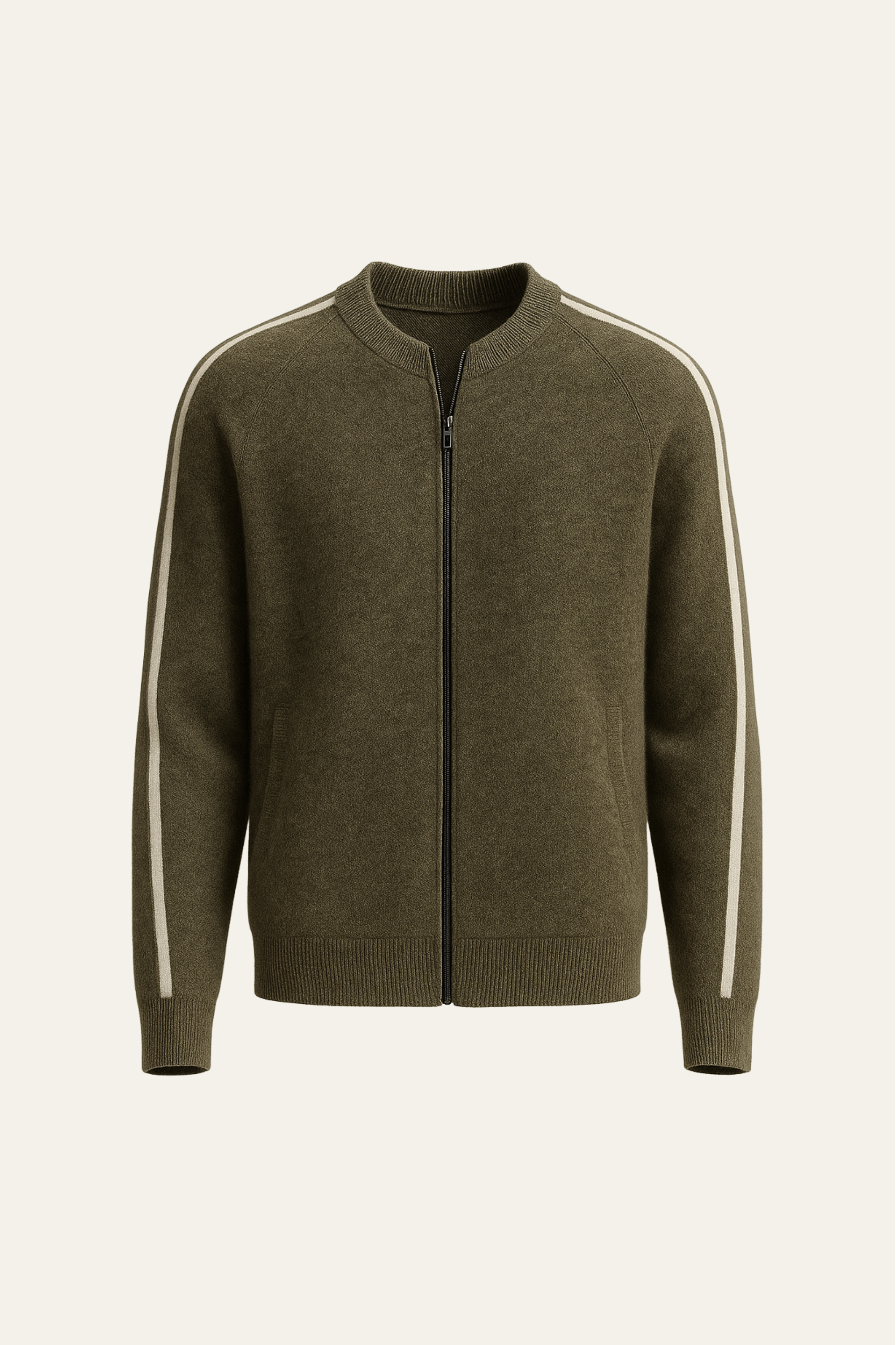 Emiral Cachemire Tricot Zippé Olive