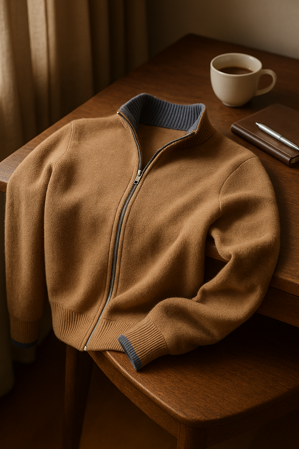Cardigan Zip Leonardo Beige