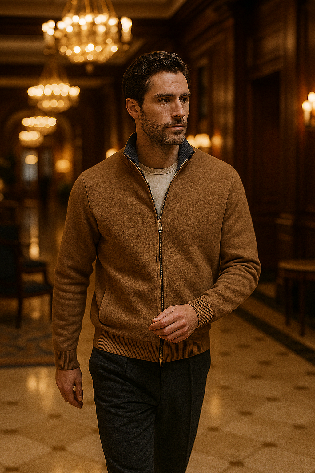 Cardigan Zip Leonardo Beige