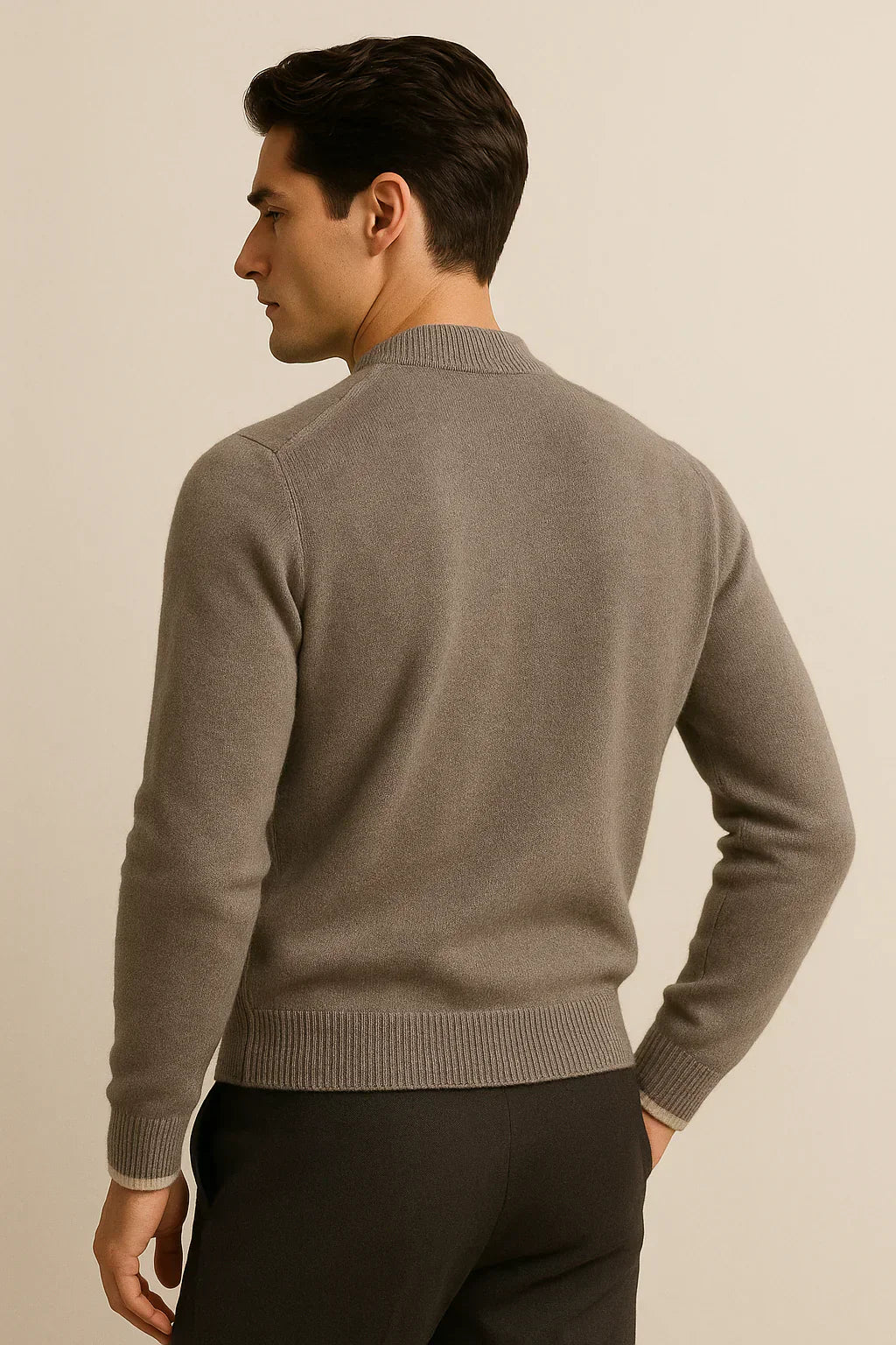 Pull Demi-Zip Classique Beige
