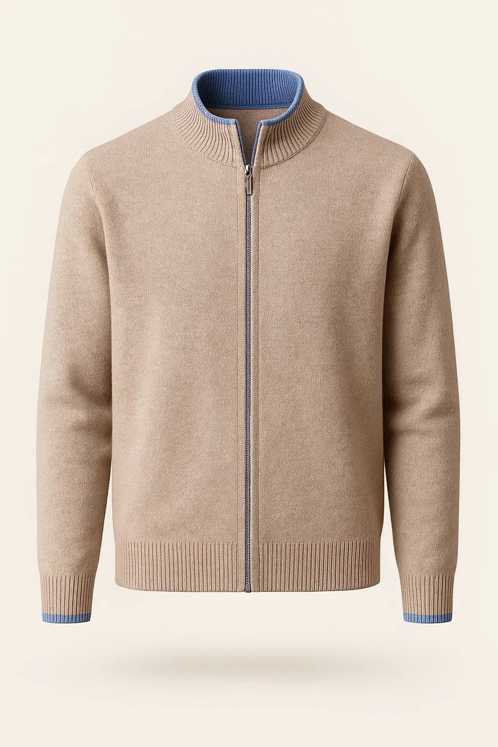 Pull Demi-Zip Classique Beige