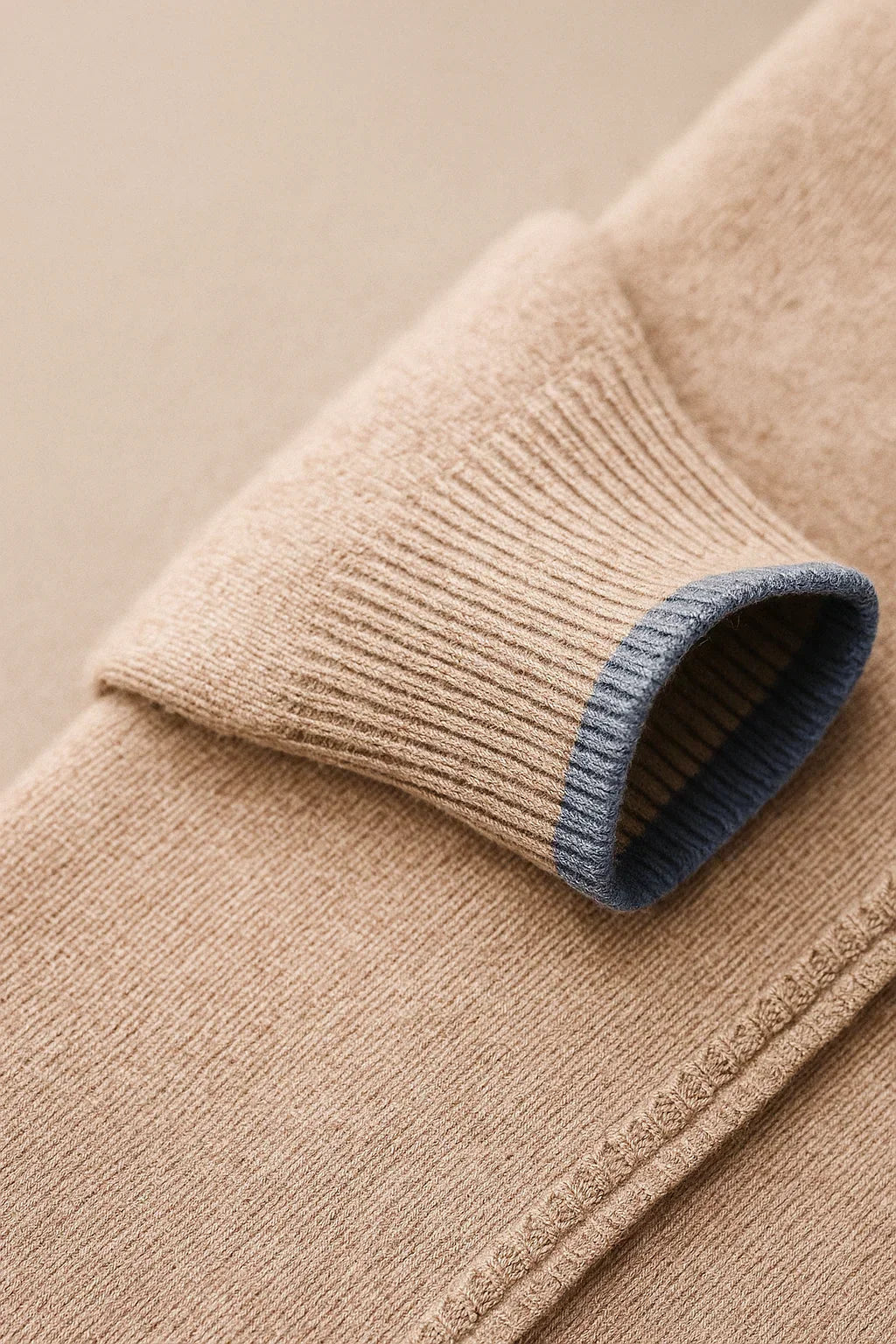 Pull Demi-Zip Classique Beige