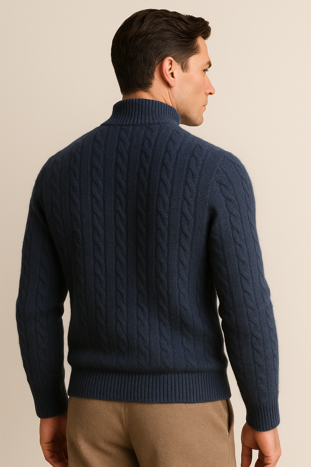 Lerano Cachemire Tricot Demi-Zip Marine