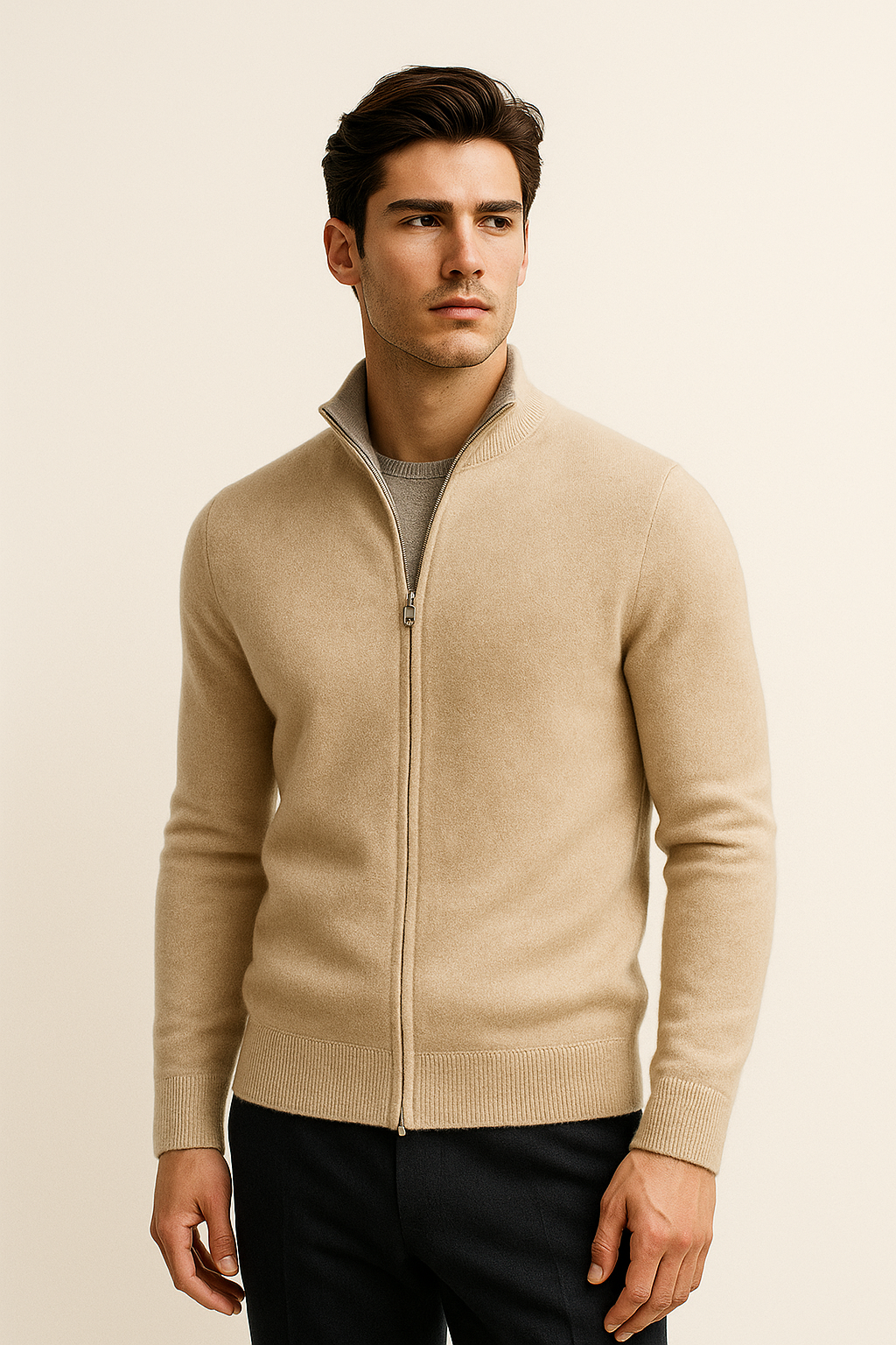 Marciello Gilet Réversible en Cachemire Beige & Gris