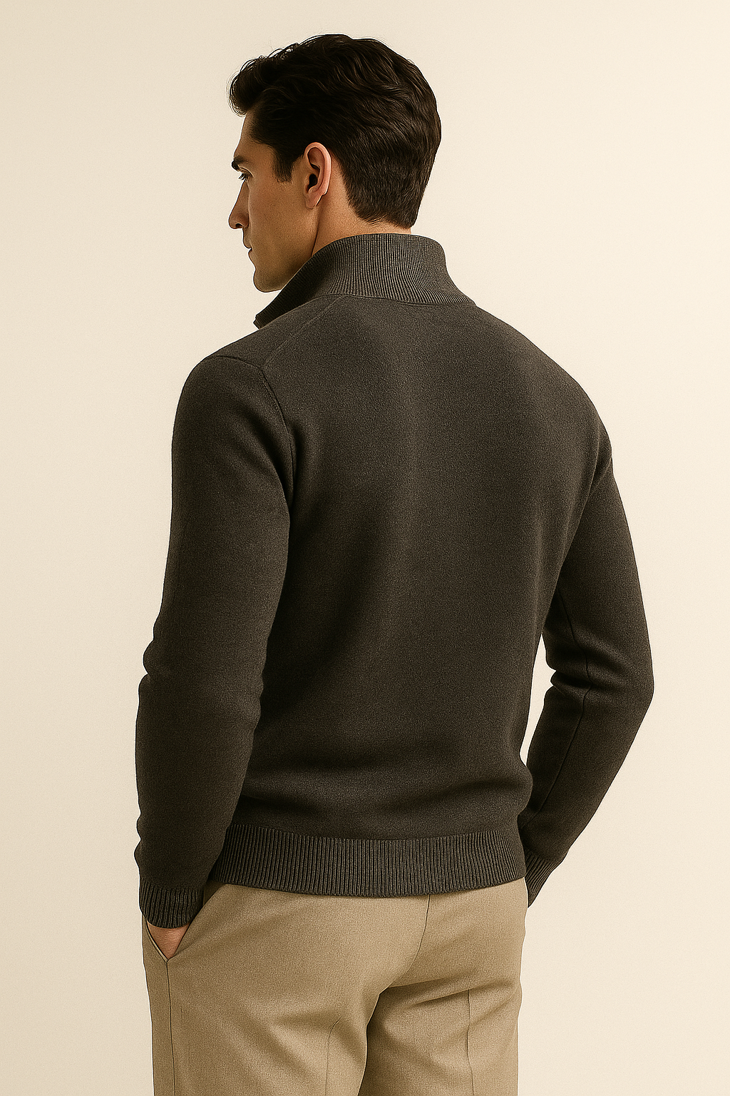 Marciello Pull en Cachemire Réversible Zippé Gris & Gris Foncé