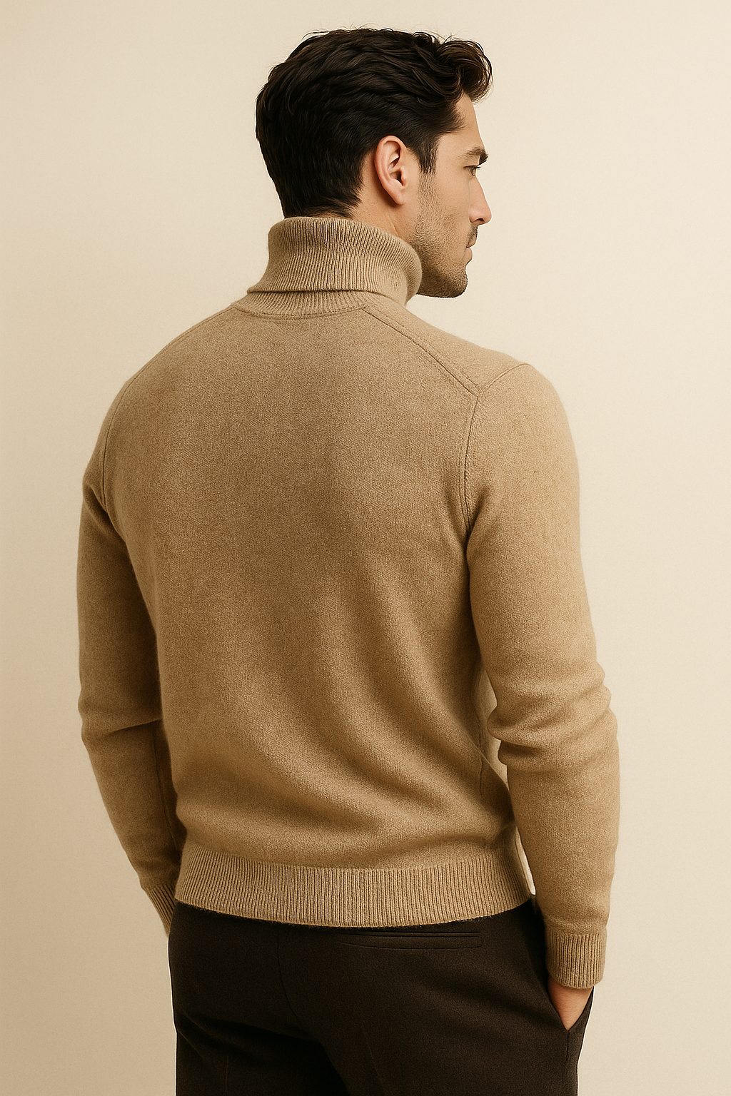 Col roulé en cachemire Carezza Beige foncé