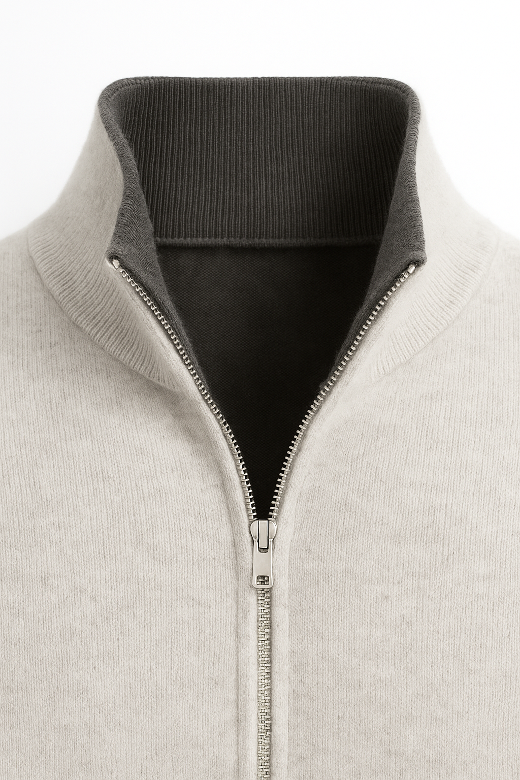 Marciello Pull en Cachemire Réversible Zippé Gris & Gris Foncé