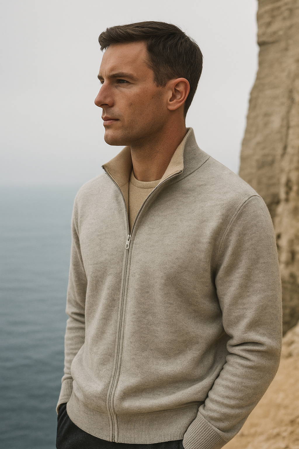Marciello Gilet Réversible en Cachemire Beige & Gris
