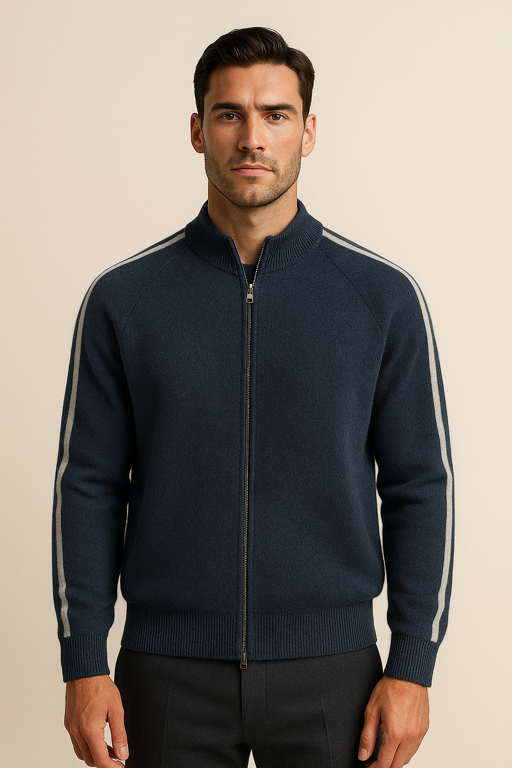 Calenzi Cachemire Zip Tricot Marine