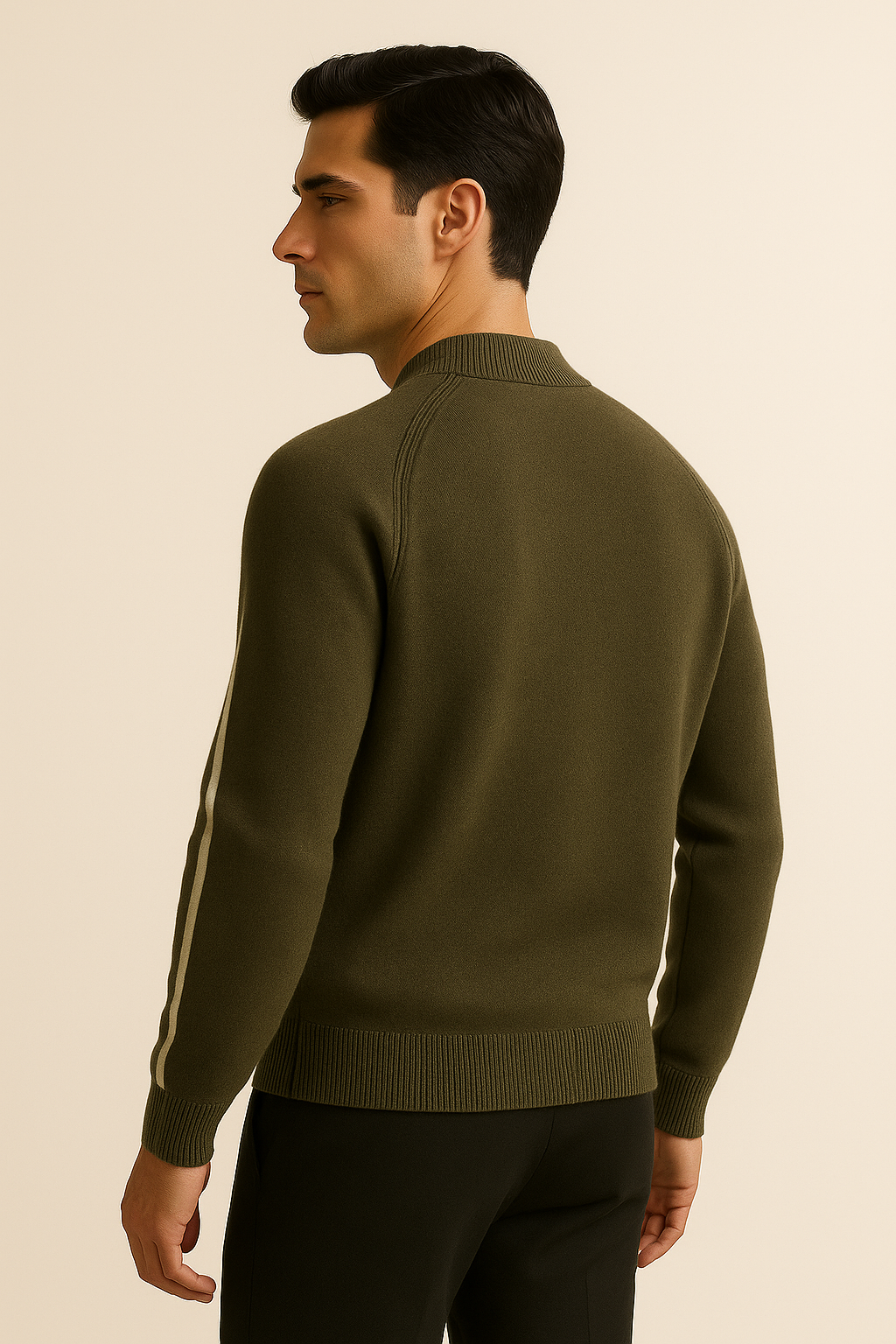 Emiral Cachemire Tricot Zippé Olive
