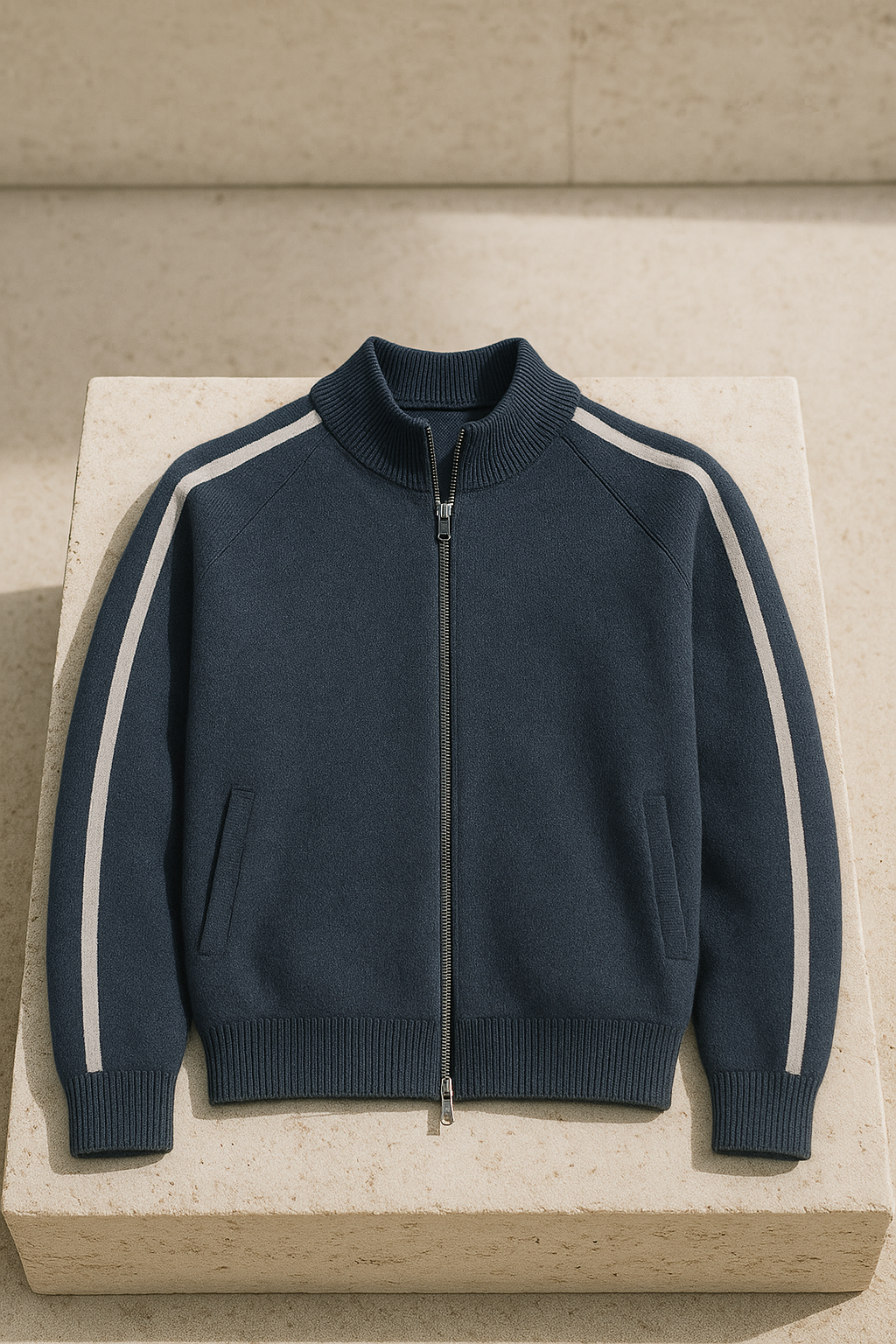 Calenzi Cachemire Zip Tricot Marine