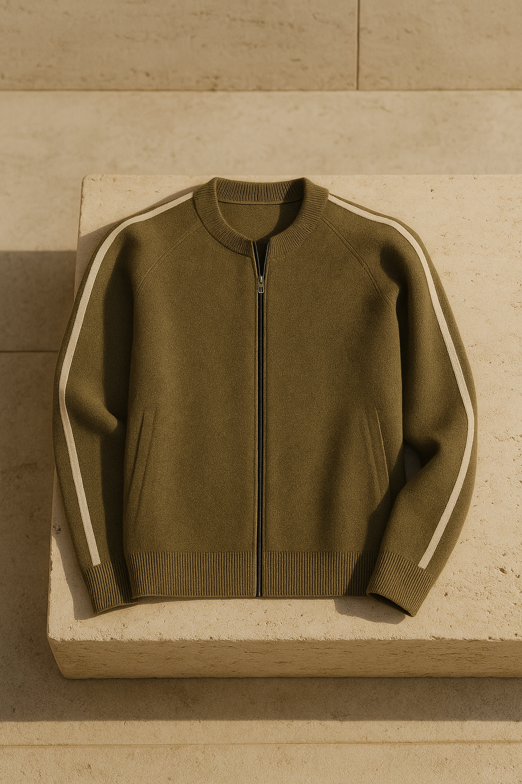 Emiral Cachemire Tricot Zippé Olive