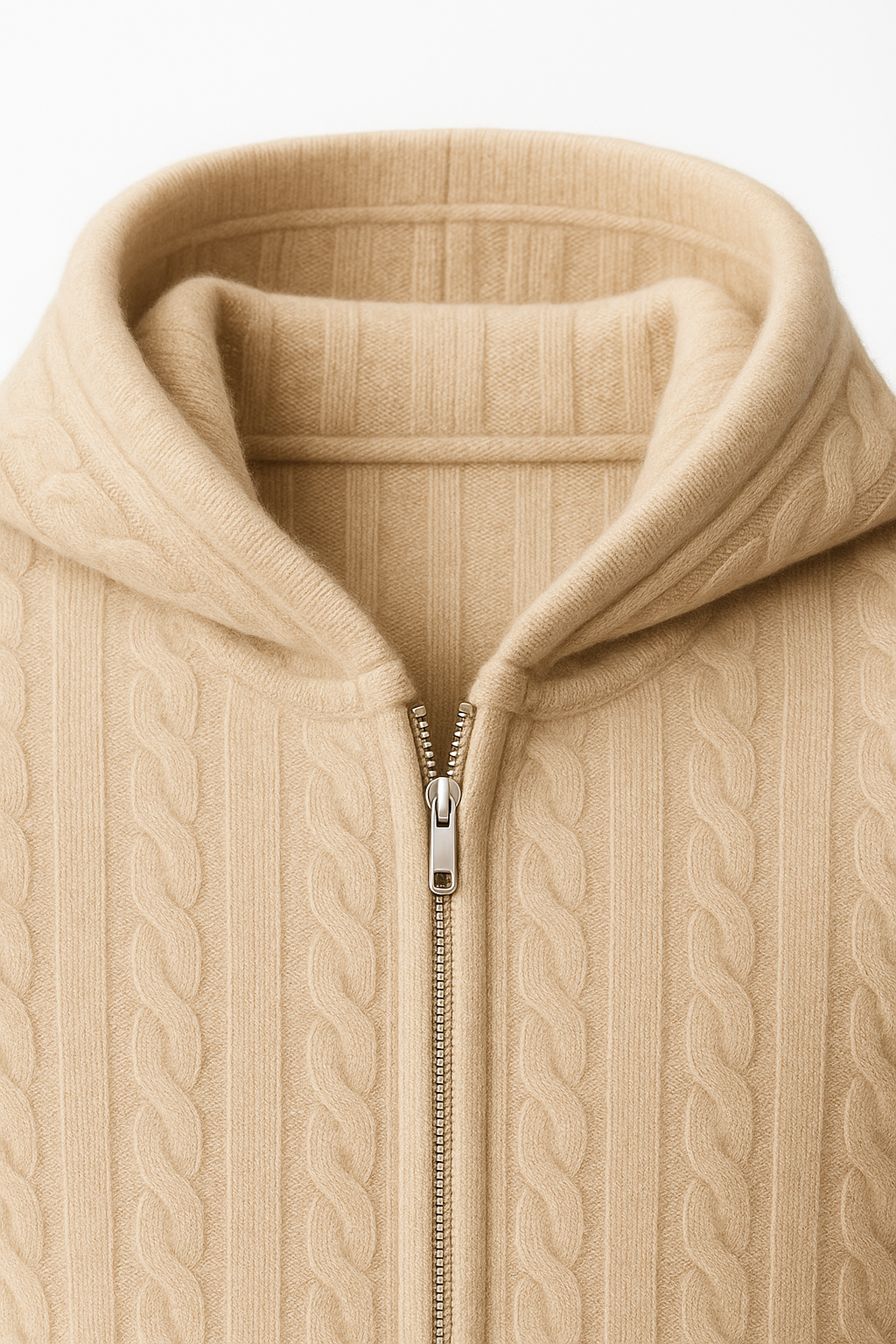 Géorgio Sweat à Capuche Tricoté Beige