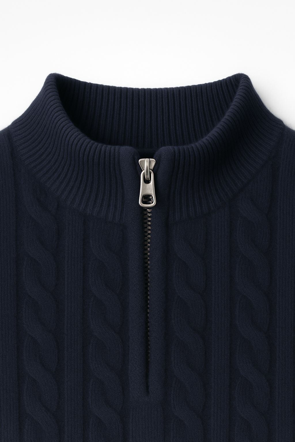 Lerano Cachemire Tricot Demi-Zip Marine