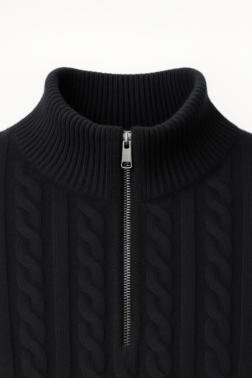 Tricot en Cachemire Lerano à Col Zippé Noir