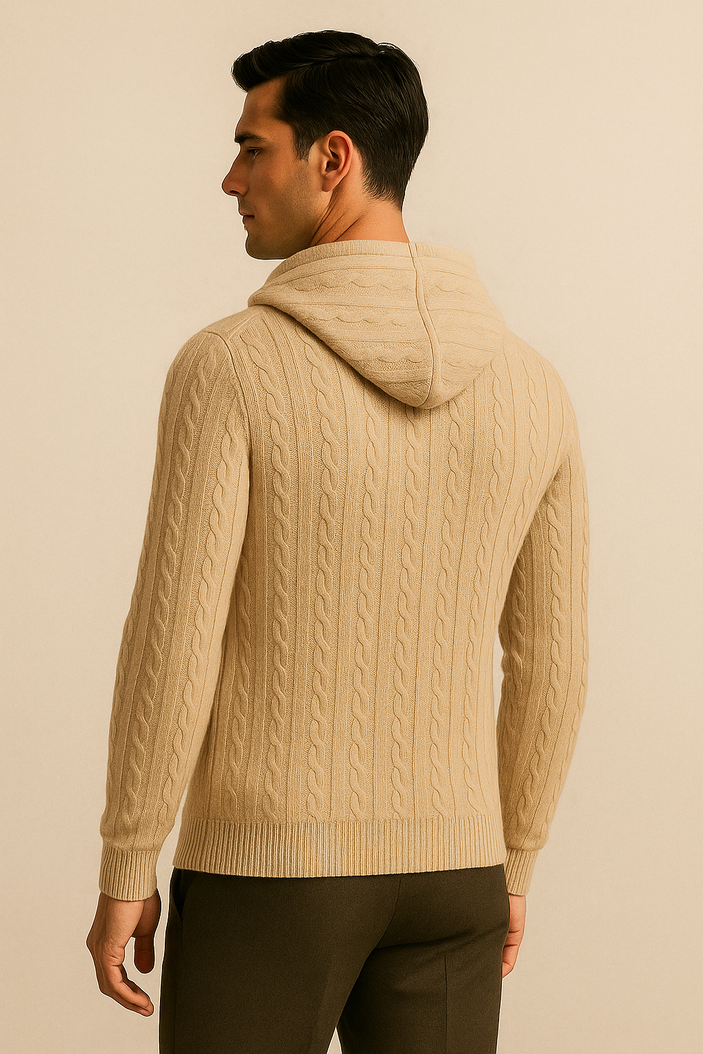 Géorgio Sweat à Capuche Tricoté Beige