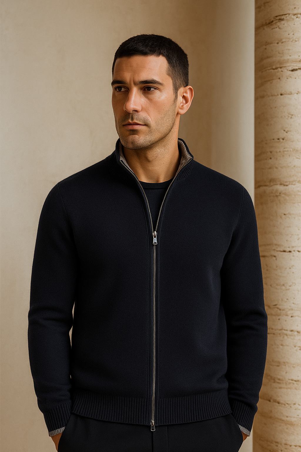Cardigan zippé Leonardo Marine