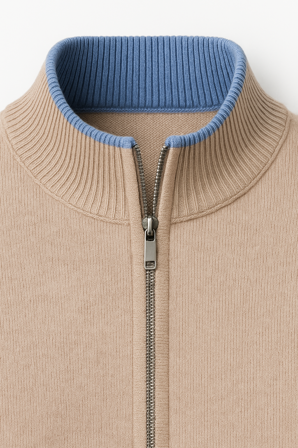 Cardigan zippé classique beige