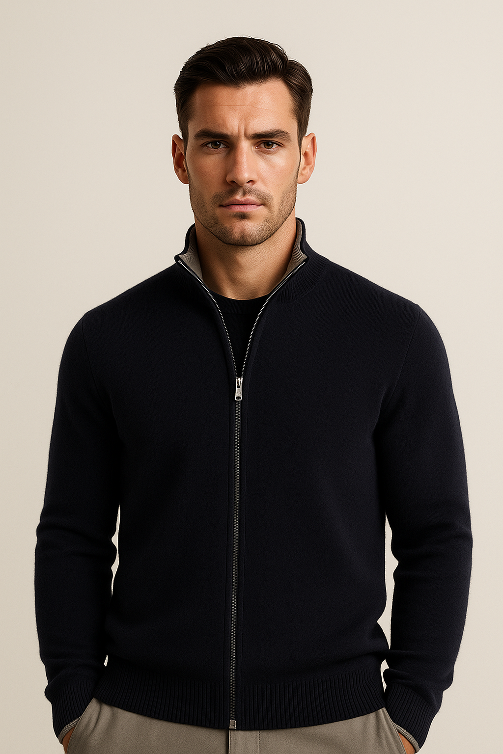 Cardigan zippé Leonardo Marine