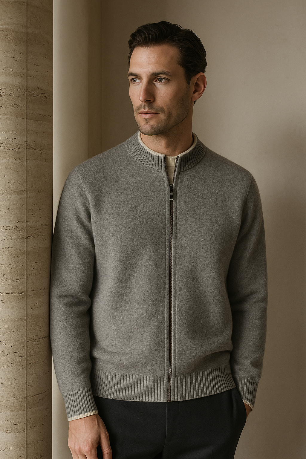Cardigan Zippé Leonardo Gris