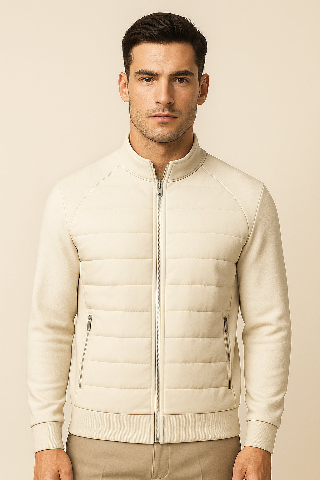 Veste Matelassée en Laine Sorrento Ivoire