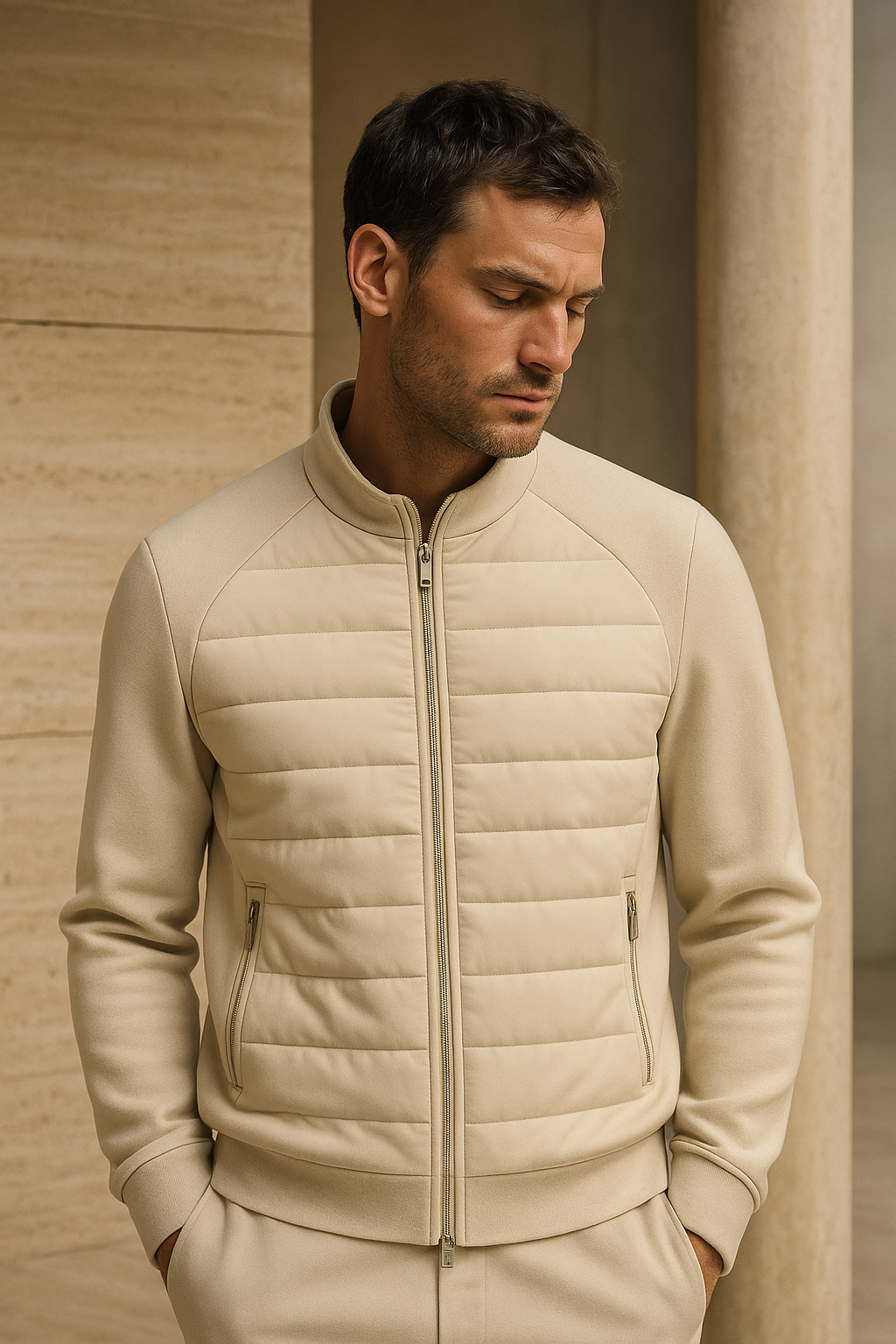 Veste Matelassée en Laine Sorrento Ivoire