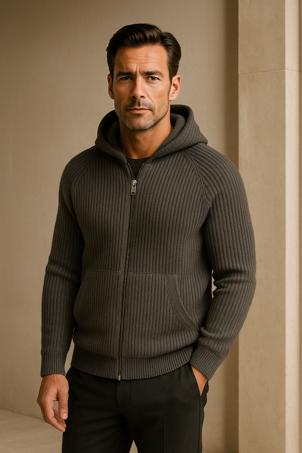 Georgio Pull à Capuche Gris Foncé