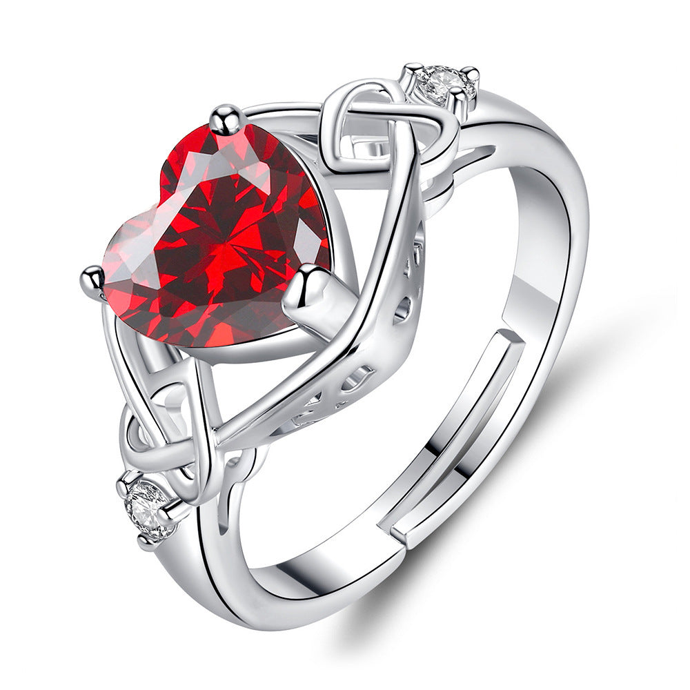Ensemble de bijoux en rubis en forme de cœur pour femmes
