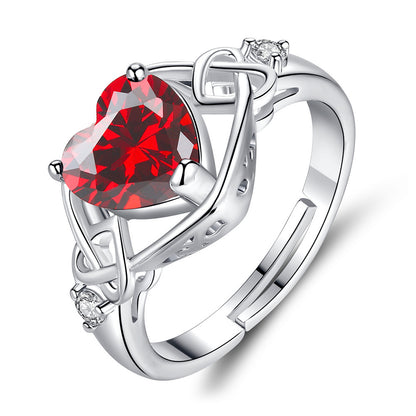 Ensemble de bijoux en rubis en forme de cœur pour femmes
