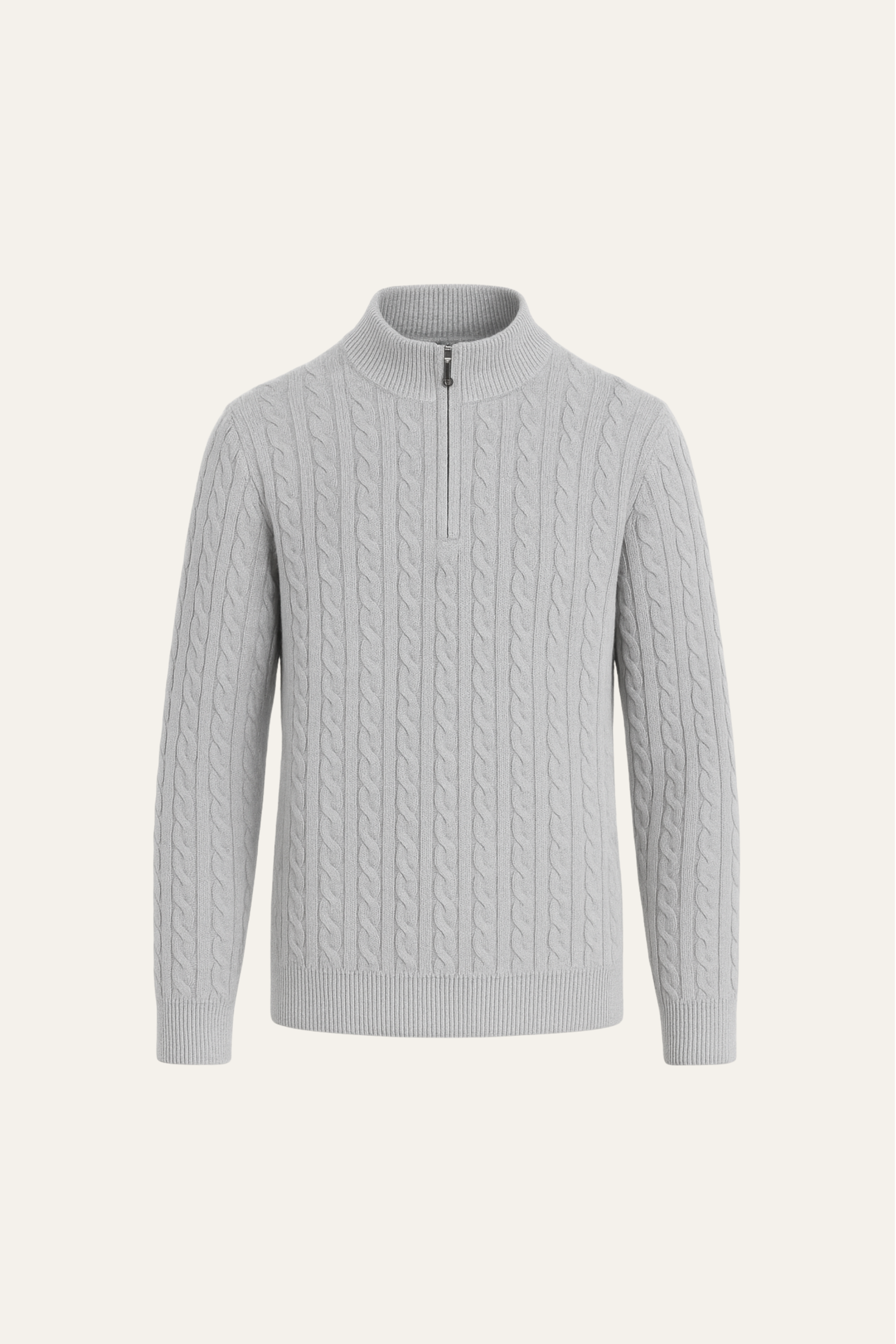 Lerano Pull en Cachemire à Zip Demi Gris