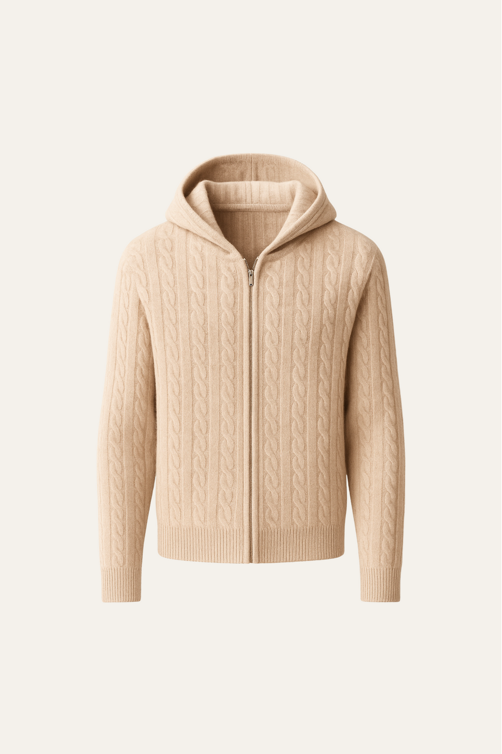 Géorgio Sweat à Capuche Tricoté Beige