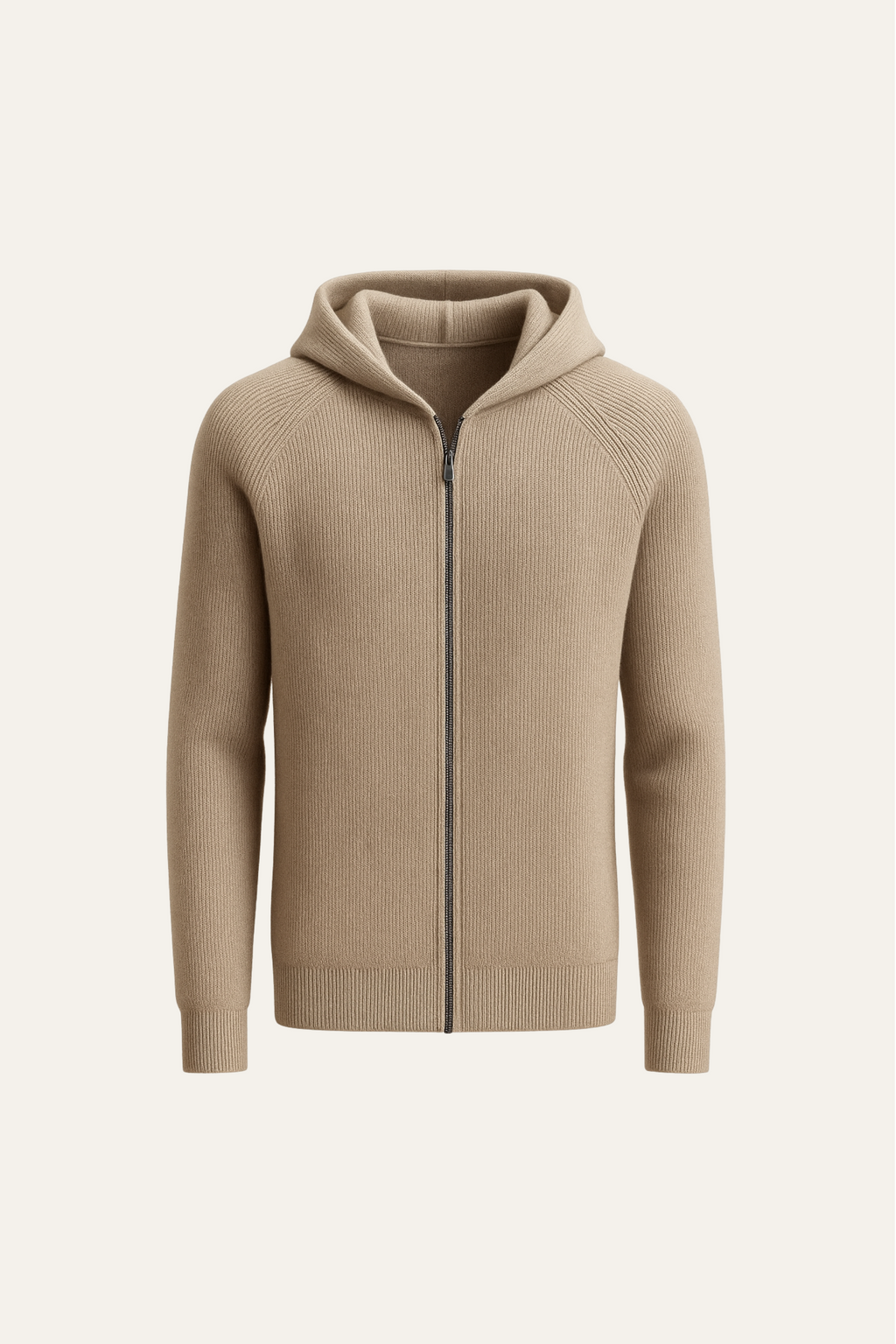 HOODIE EN MAILLE CABLE TAUPE