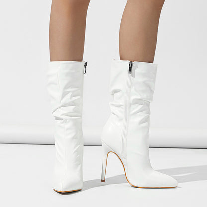 Bottes ajustées extensibles à talons aiguilles style pile pour femmes