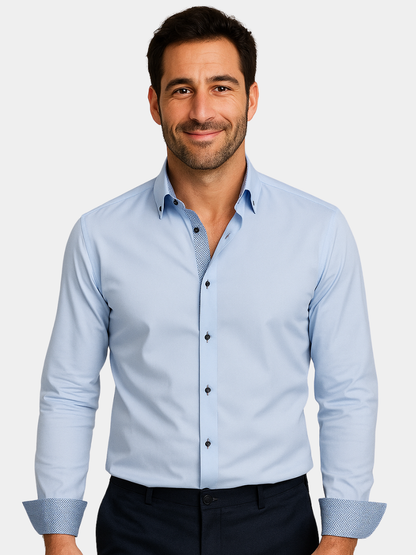 ALBERTO | CAMICIA ELEGANTE LEGGERA CON PARTICOLARI A CONTRASTO