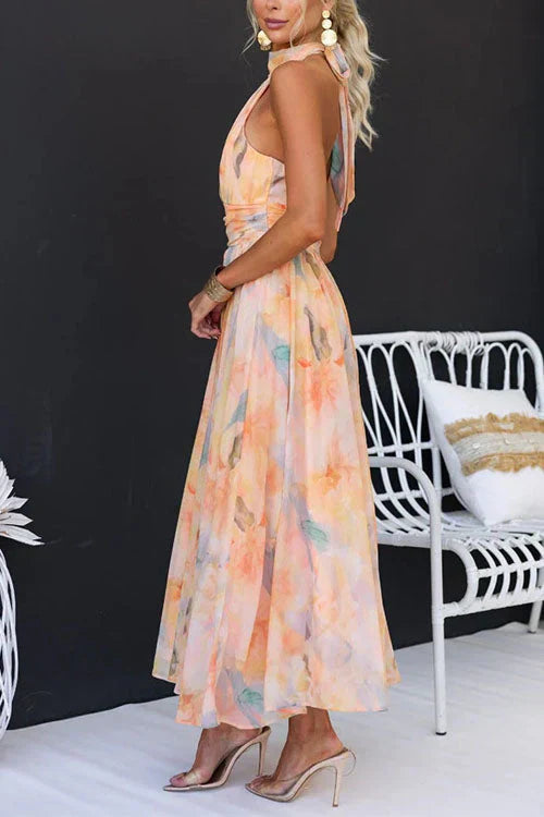 Marchmel | Robe femme longue élégante aquarelle pour l’été