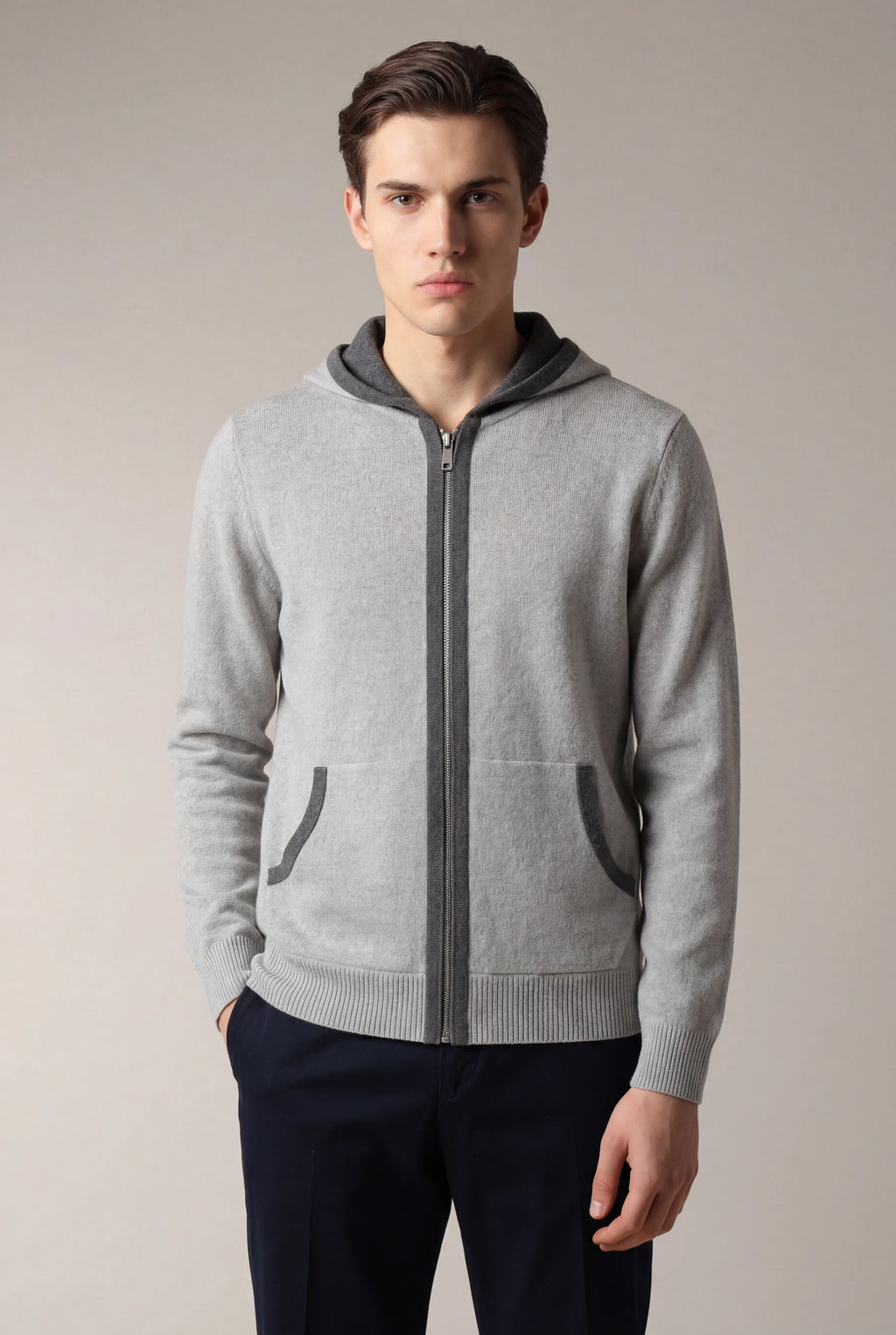 Hoodie Santoni Extrafine Gris