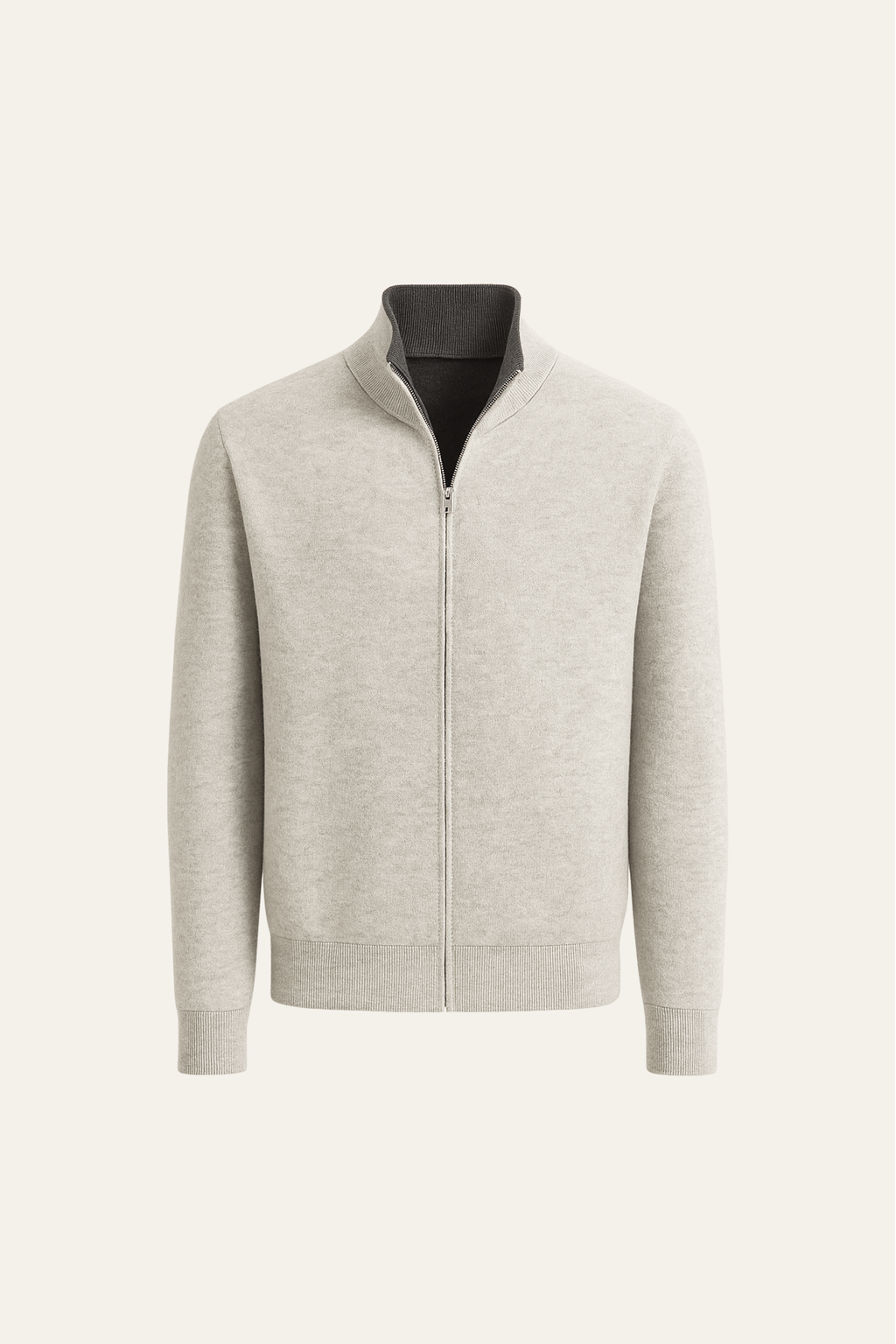 Marciello Pull en Cachemire Réversible Zippé Gris & Gris Foncé