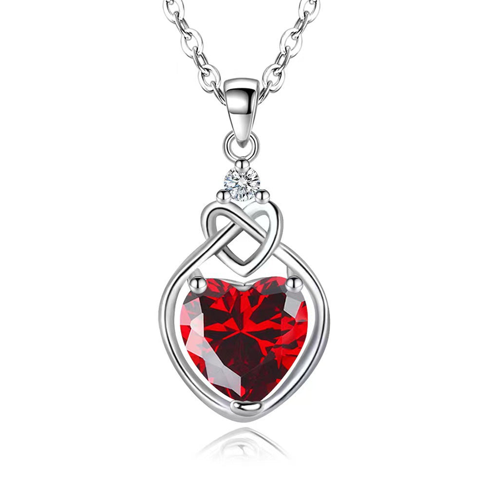 Ensemble de bijoux en rubis en forme de cœur pour femmes