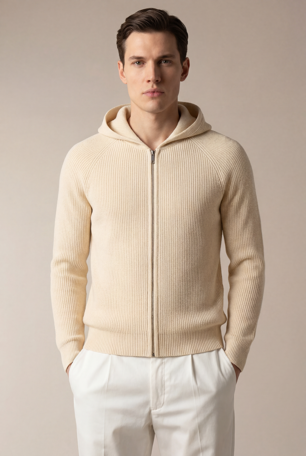HOODIE EN CACHEMIRE BEIGE SIRO