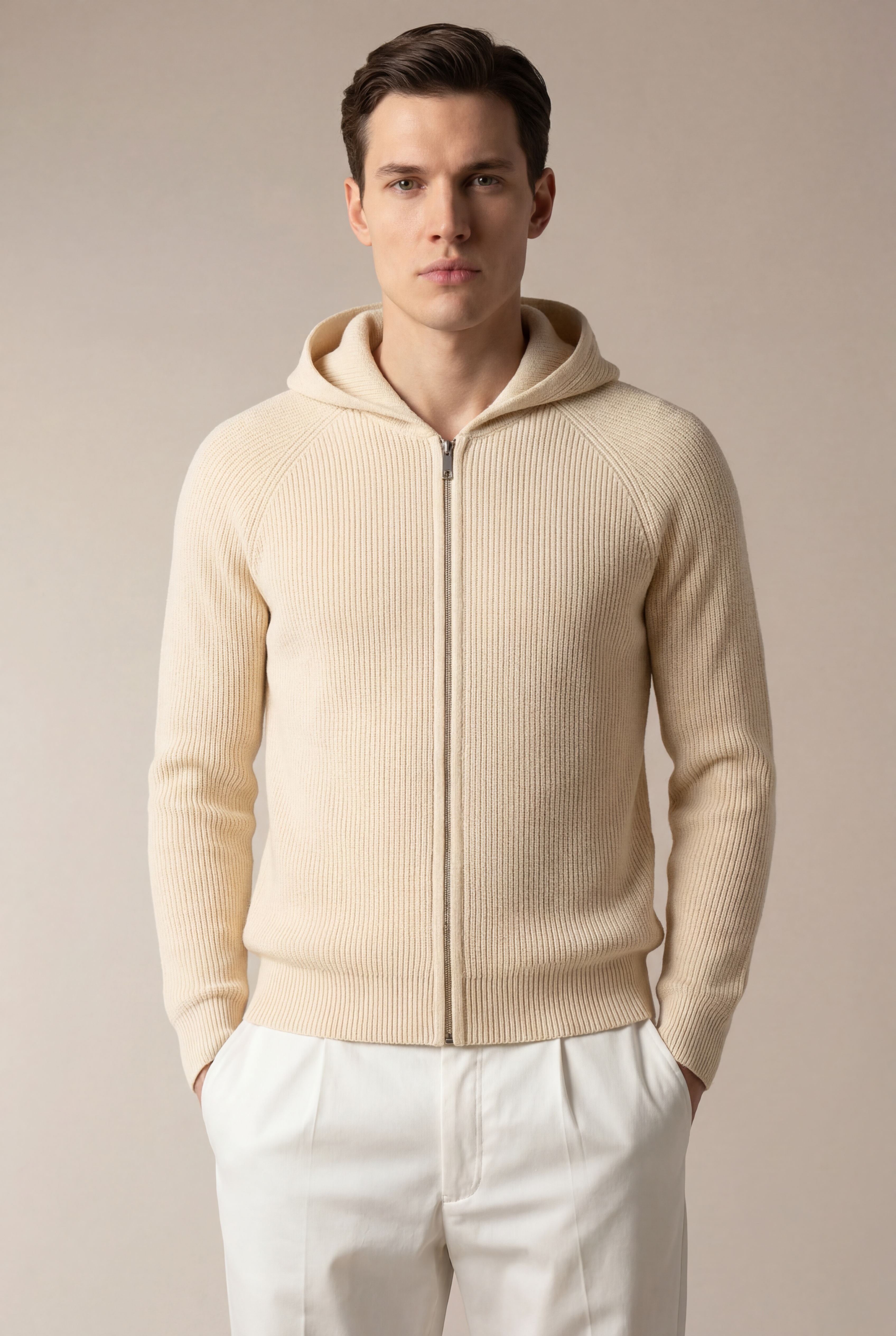 HOODIE EN CACHEMIRE BEIGE SIRO